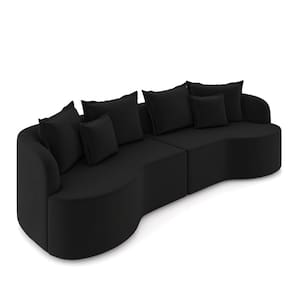 Sofá 5 Lugares Orgânico Living 290cm Mersa Veludo Preto K01 - D`Rossi