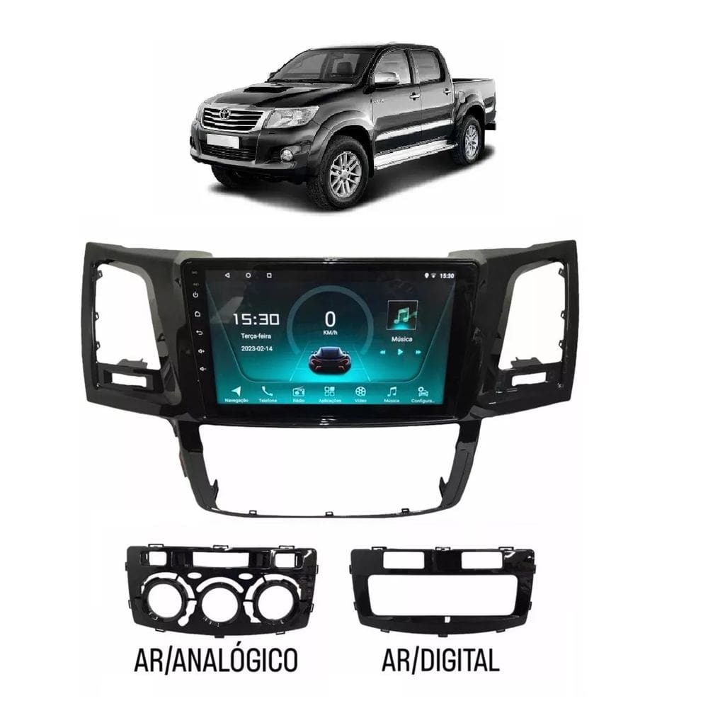 Kit Multimídia Hilux 2009 / 2015 Android 9 Pol 2/32Gb Carplay Gps WiFi Rádio Bt - Vision 8990CP