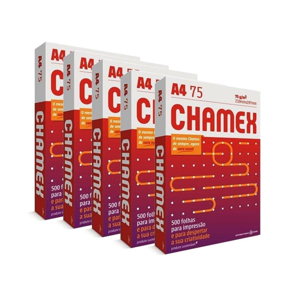 Kit 5 Pacotes De 500 Folhas De Papel Sulfite A4 Chamex