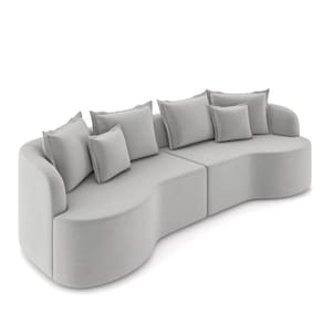 Sofá 5 Lugares Orgânico Living 290cm Mersa Veludo Cinza K01 - D`Rossi