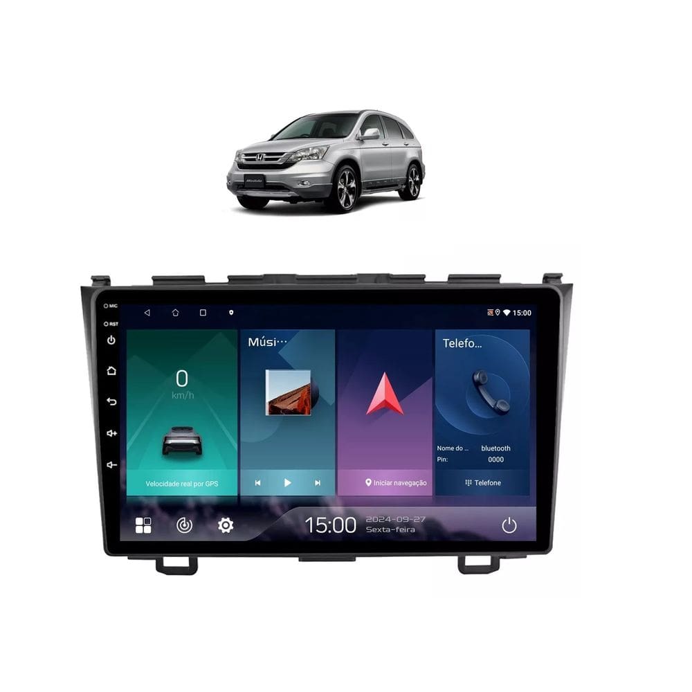 Kit Multimídia CRV CR-V 2007 / 2011 Android 9 Pol 2/32Gb Carplay Gps WiFi Rádio Bt - Vision 8990CP