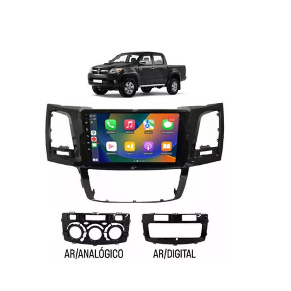Kit Multimídia Hilux 2006 / 2008 Android 9 Pol 2/32Gb Carplay Gps WiFi Rádio Bt - Vision 8990CP