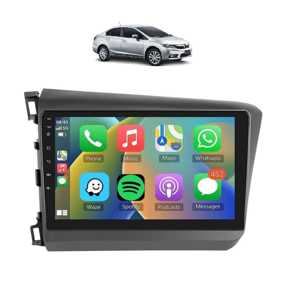 Kit Multimídia Civic LXL LXS G9 2012 / 2014 Android 9 Pol 2/32Gb Carplay - Vision 8990CP