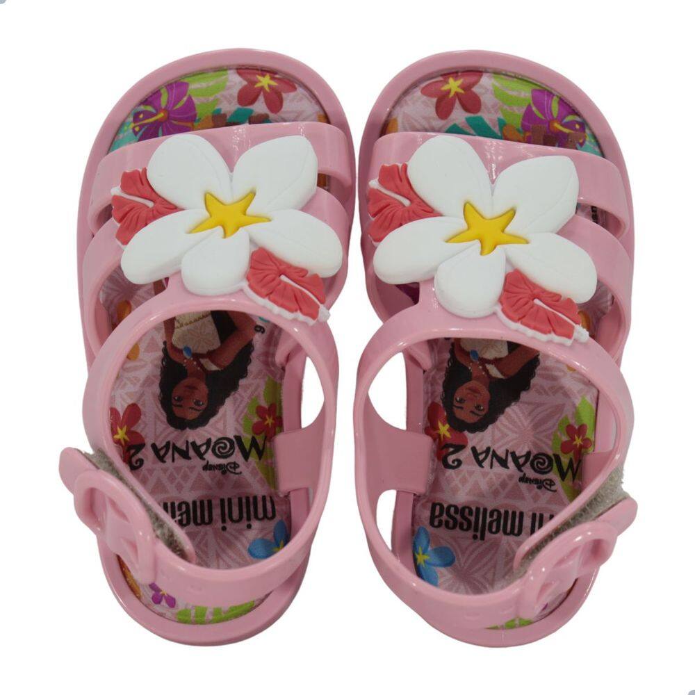 Sandália Mini Melissa Colorland + Moana Bebê Rosa Médio