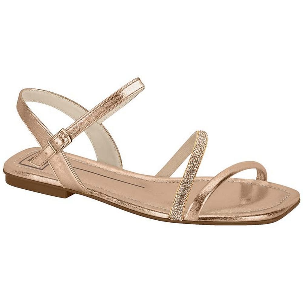 Sandalia Rasteira Moleca Metalizada Casual Brilho 5462.138