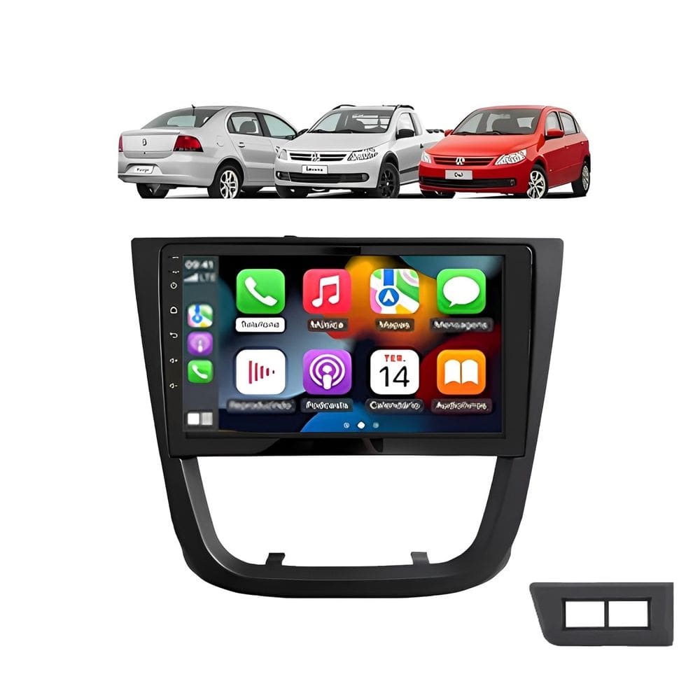 Kit Multimídia Gol Voyage Saveiro G5 Android 9 Pol 2/32Gb Carplay Gps WiFi Rádio Bt - Vision 8990CP