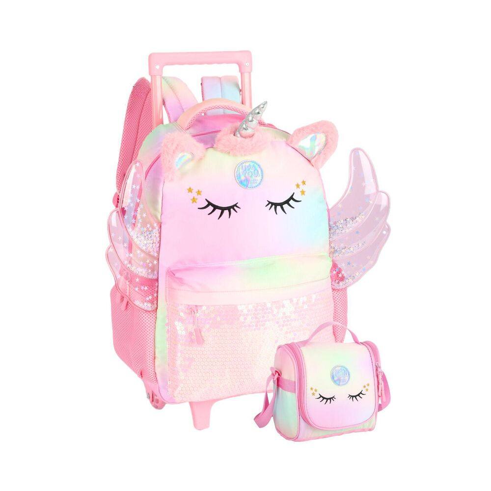 Kit Mochila Rodas + Lancheira Unicórnio Up4You - Rosa