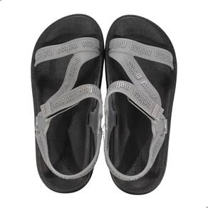 Sandália Feminina Melissa Stripes M-Lover Metallic Preto Metalizado e Prata