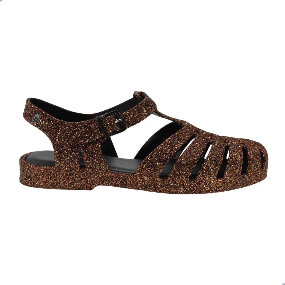 Sandália Melissa Possession Preto Glitter Bronze