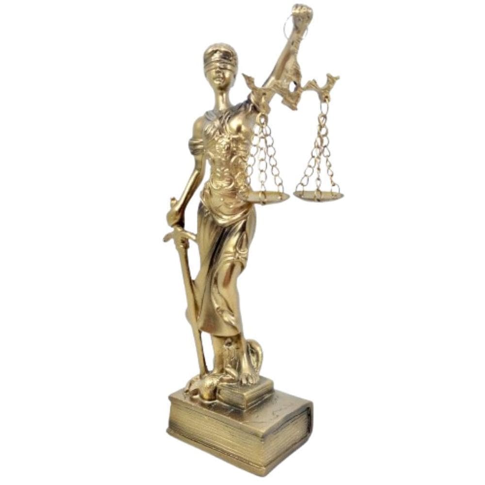 Estátua Dama Justiça 18,5Cm Altura Dourado Direito Mres-J10A