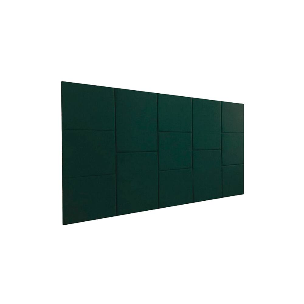 Cabeceira Estofada Casal 13 Blocos Não é Segredo Veludo Verde 140x60