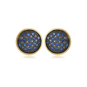 Brinco Boca Santa Semijoias Boton Safira Ouro Amarelo