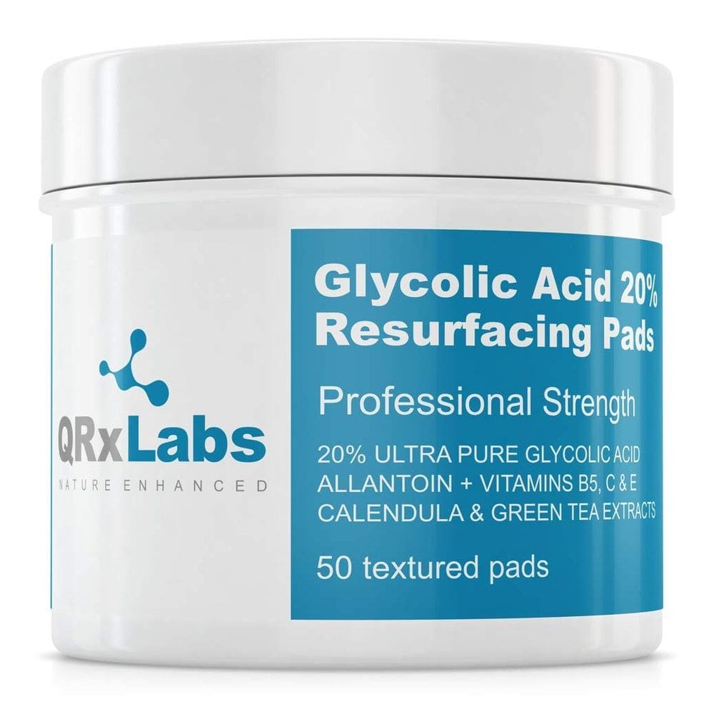 Almofadas de recapeamento de ácido glicólico QRxLabs 20% com vitaminas B5, C e E