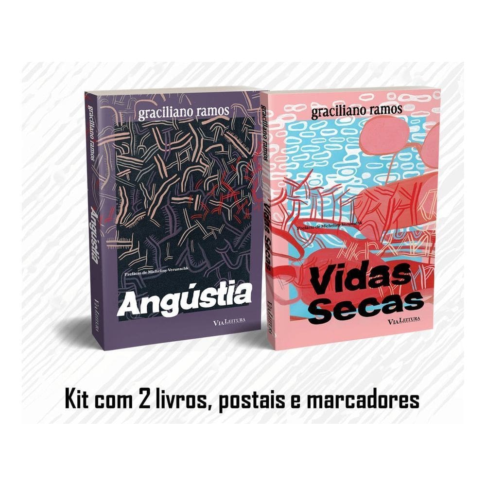 Kit - Graciliano Ramos - Vidas Secas + Angústia + Postais e Marcadores