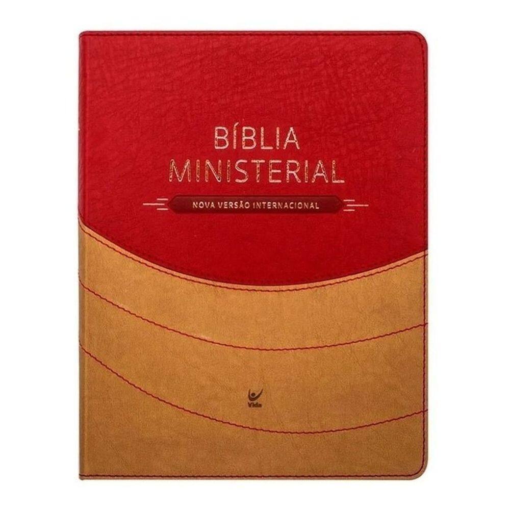 Bíblia Ministerial - NVI - Marrom Claro e Vermelho
