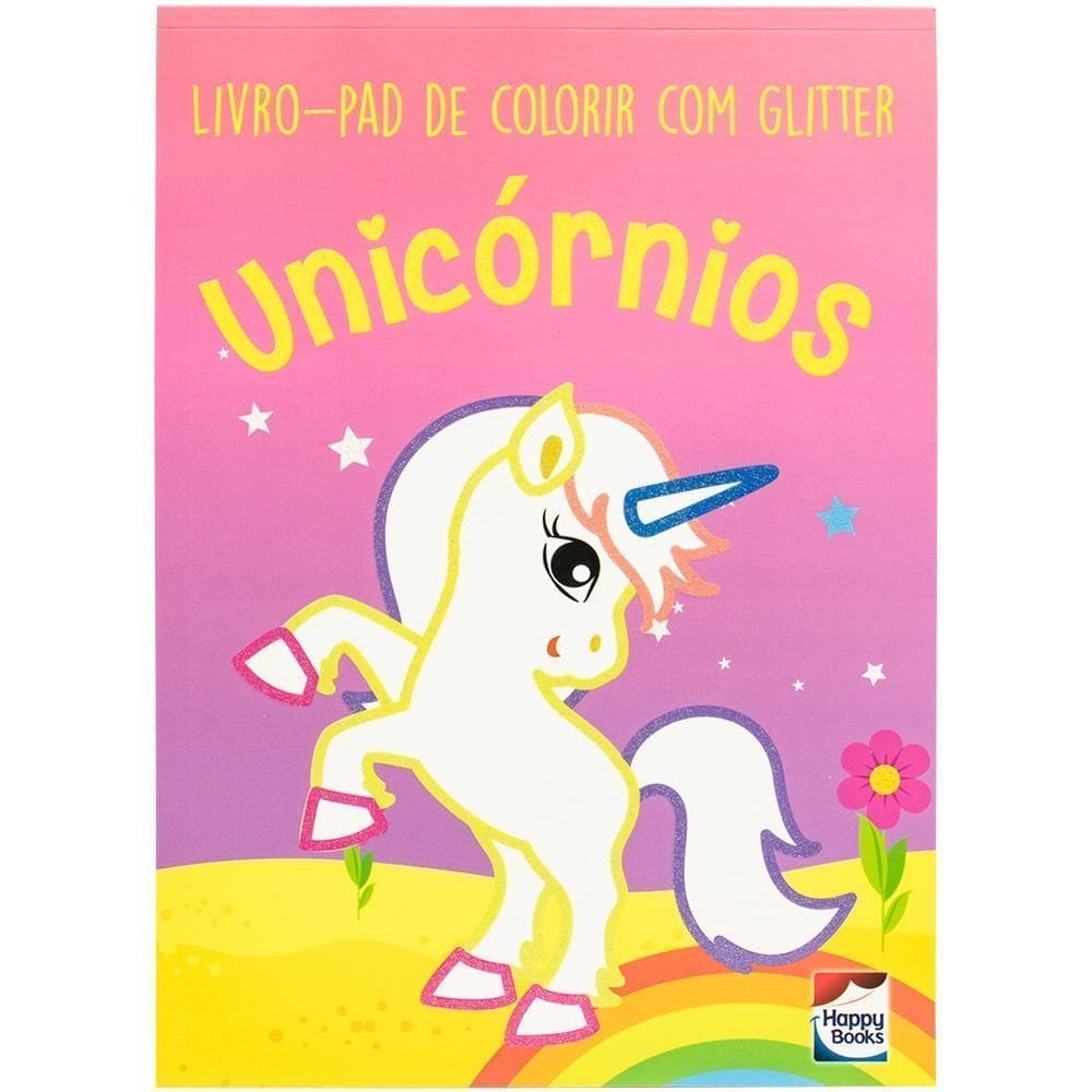 Livro-Pad de Colorir Com Glitter - Unicórnios