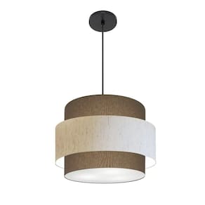 Lustre Para Sala De Jantar Vivare Md-4393 Cúpula Em Tecido 45cm Cáqui Linho Bege Cáqui 110V 220V