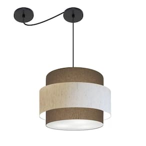 Lustre Sala De Jantar Com Desvio Vivare Md-4398 Cúpula Em Tecido 45cm Cáqui Linho Bege Cáqui 110V 220V