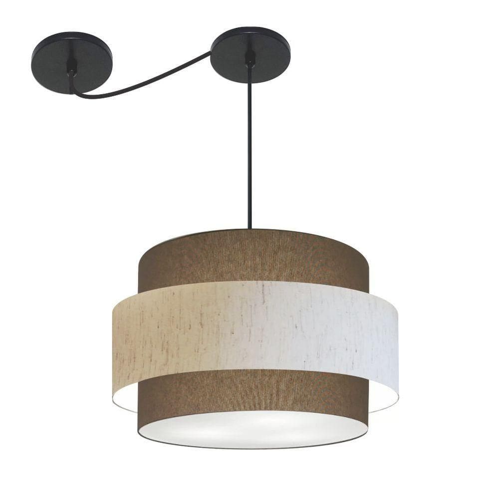 Lustre Sala De Jantar Com Desvio Vivare Md-4400 Cúpula Em Tecido 55cm Cáqui Linho Bege Cáqui 110V 220V