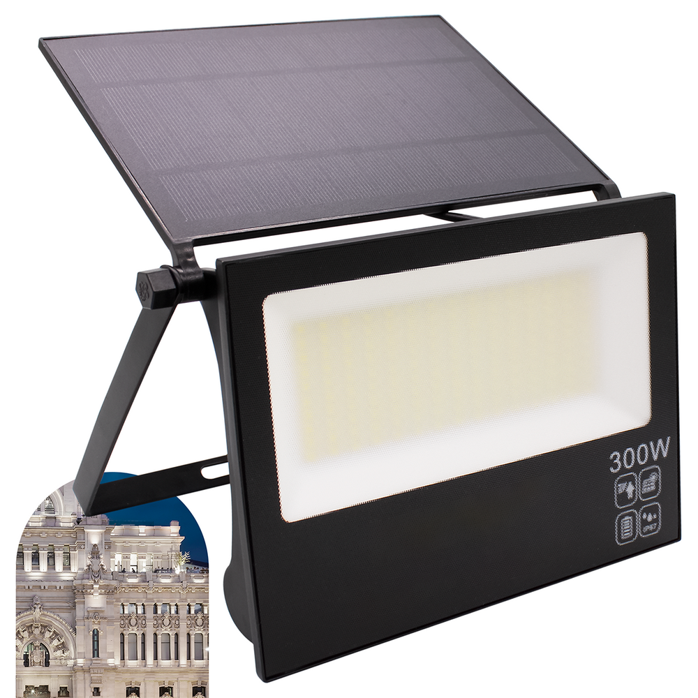 Refletor Solar Led 300w Placa Prova Dágua Sensor Ajustável