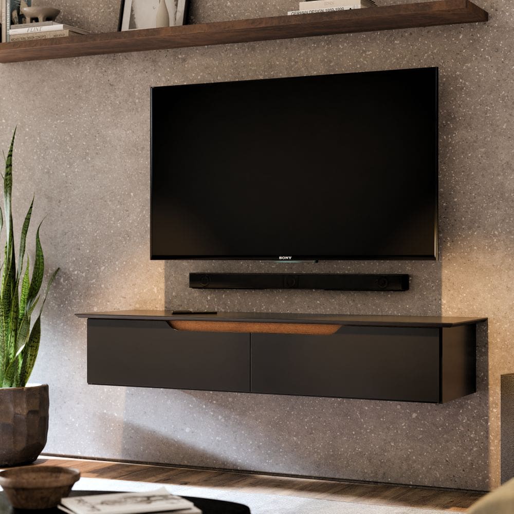 Rack Suspenso Com 2 Portas TV Para Sala De Estar