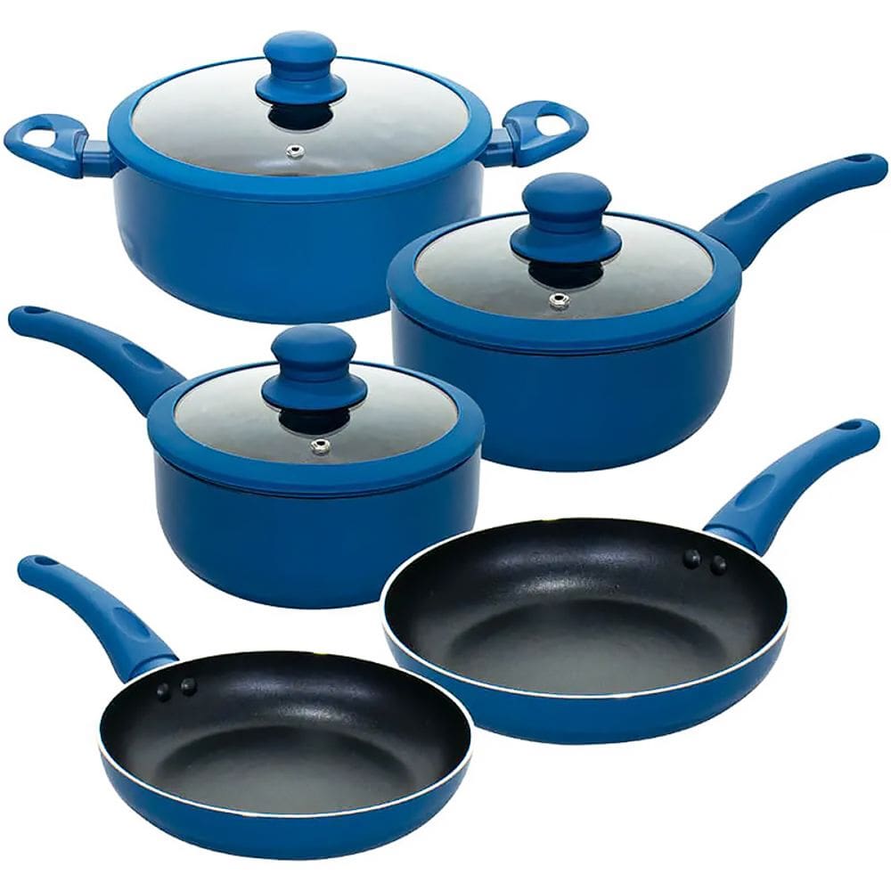 Conjunto de Panelas Yafo Revestimento Cerâmico 5 pçs Azul A1005-C02 - Lehaví