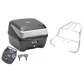 Kit Baú Moto 33L Givi + Bagageiro Cbx 250 Twister 2001 Ate 2008 Projétil Cromado 1º Linha