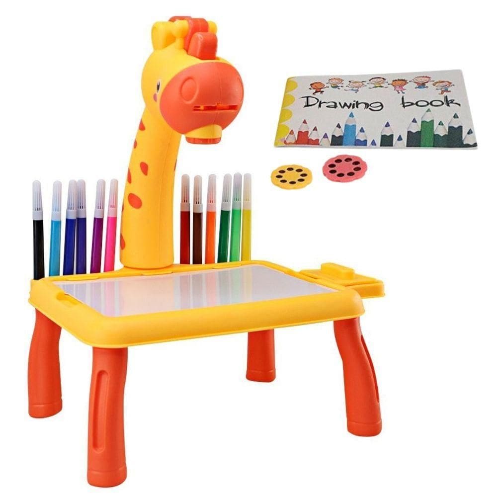 Lousa Com Projetor De Desenho Infantil Mesinha Mágica Mesa Girafinha De Brinquedo Criança Desenhar