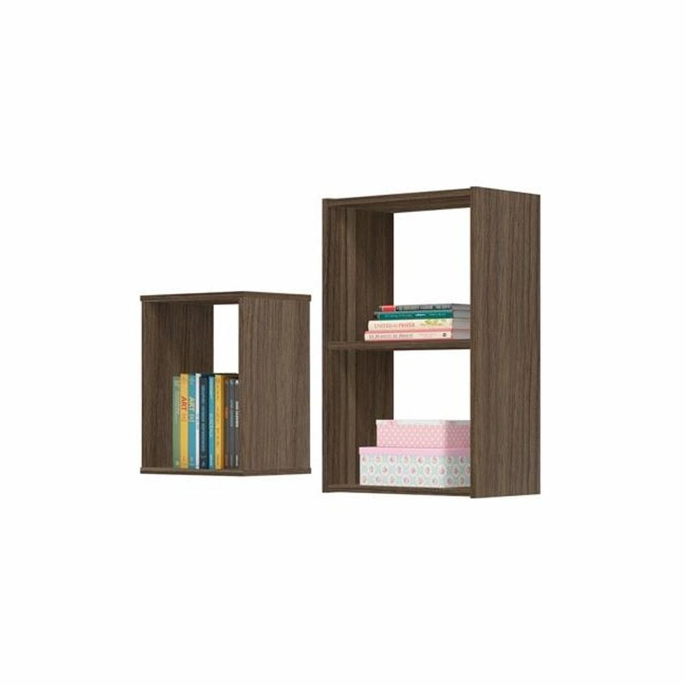 2 Nichos de Parede para Decoração Finlândia Marrom