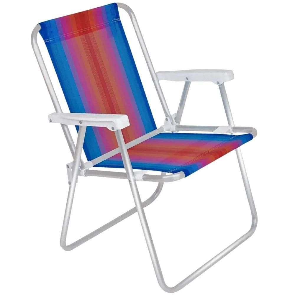 Cadeira de Praia Alta em Alúminio Degrade Azul e Laranja 2245 MOR