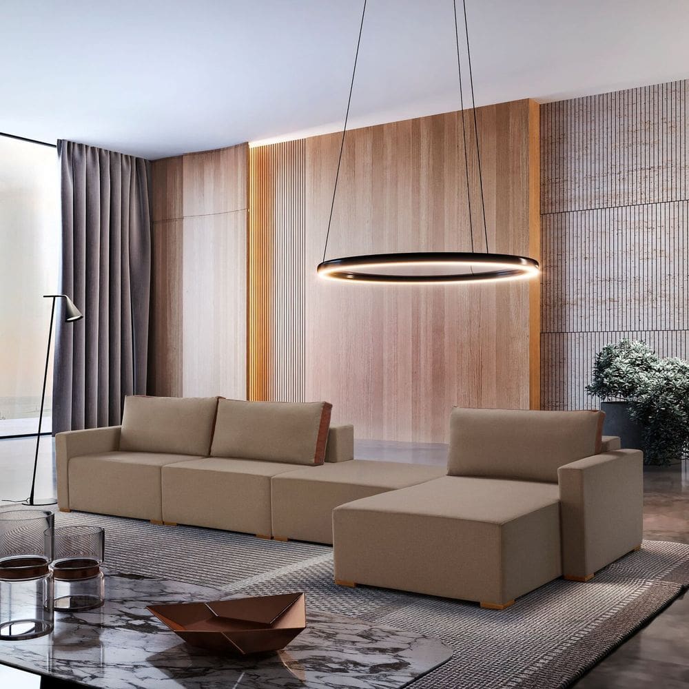 Sofá Modulado Amsterdã 4 Lugares 152 X 390 X 90cm Bege