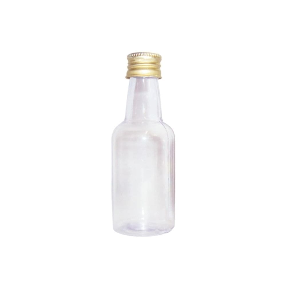 Lembrancinha Garrafa Pvc 50ml Tampa Aluminio Ouro 10un