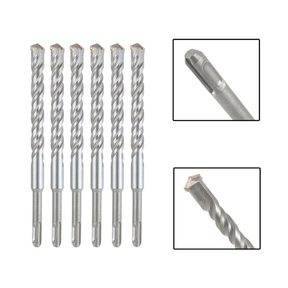 Jogo 6 Brocas SDS Plus 16x310 mm Aço Carbono Tungstênio