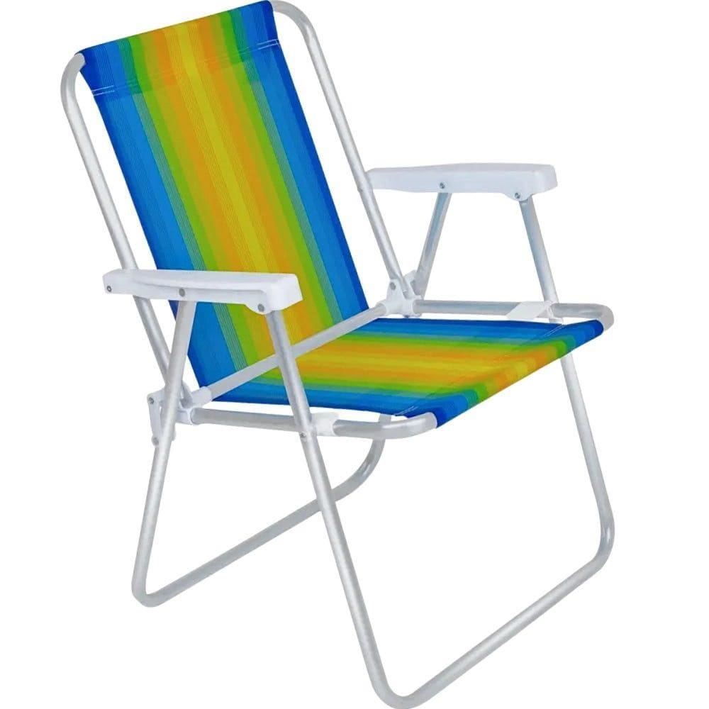 Cadeira de Praia Alta em Alúminio Degrade Azul, Verde e Amarelo 2242 MOR