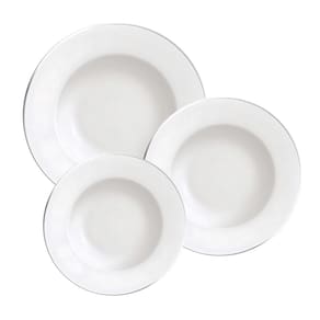 Jogo De Pratos Aparelho Jantar 24 Pcs Tramontina Borda Prata