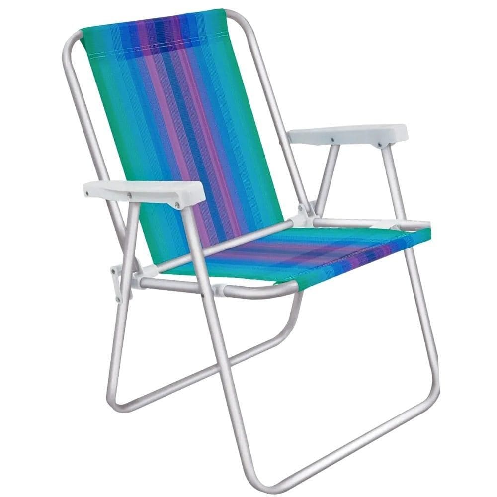 Cadeira de Praia Alta em Alúminio Degrade Verde, Azul e Lilas 2244 MOR