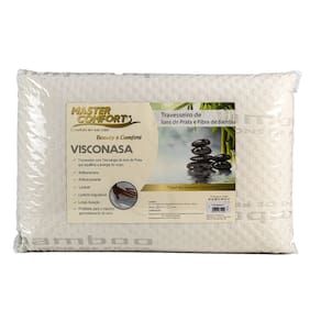 Travesseiro Visco Ions De Prata Bambu-Bege Master Comfort 13Cm