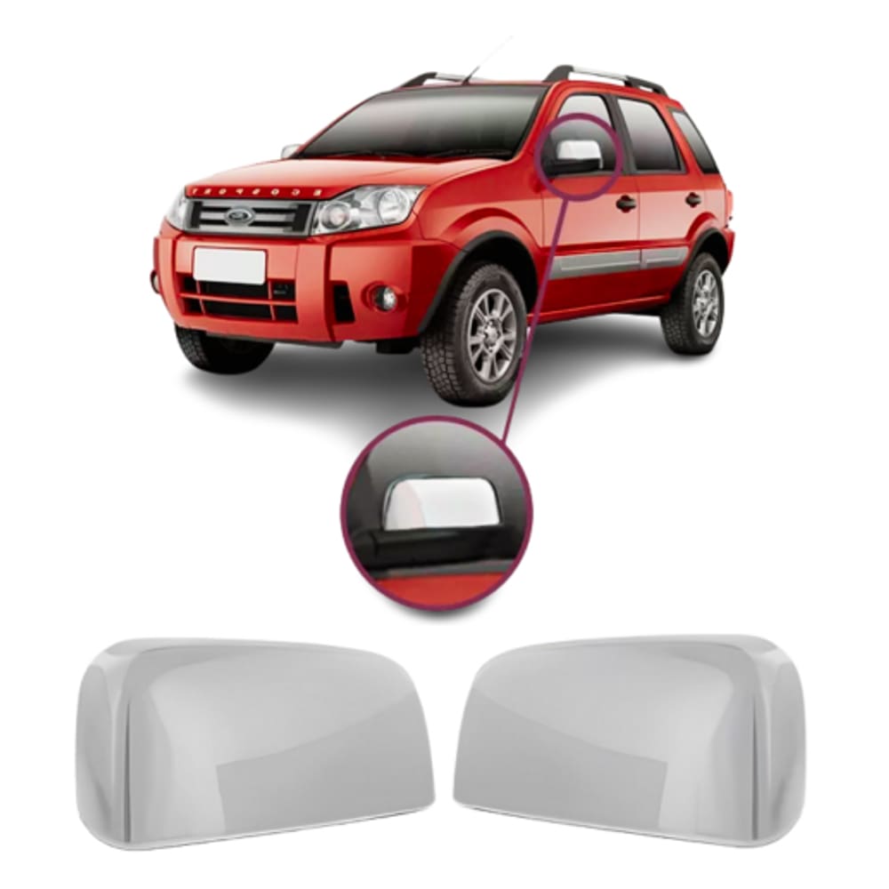 Capa cromada de retrovisor esquerda Ford Ecosport 2003 a 2012 - Ranger 2005 a 2009