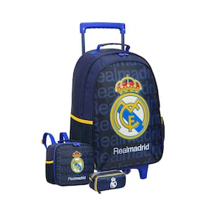 Kit Escolar Real Madrid Mochila Rodas + Lancheira + Estojo D