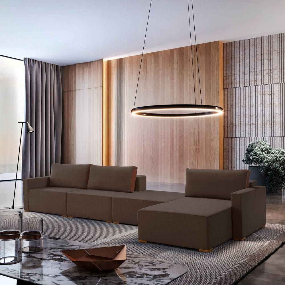 Sofá Modulado Amsterdã 4 Lugares 152 X 390 X 90cm Marrom