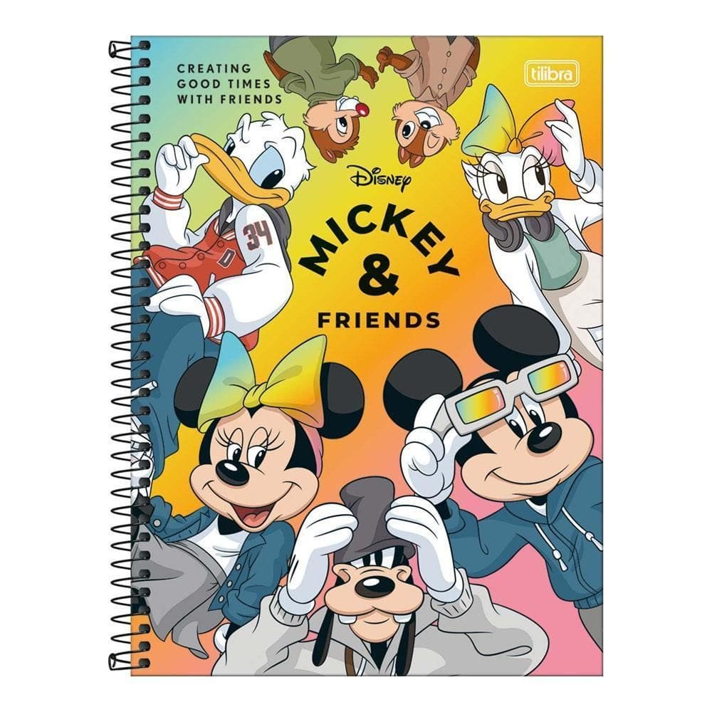 Caderno Univ 1 Matéria 80Fl Mickey Real Life Friends Tilibra