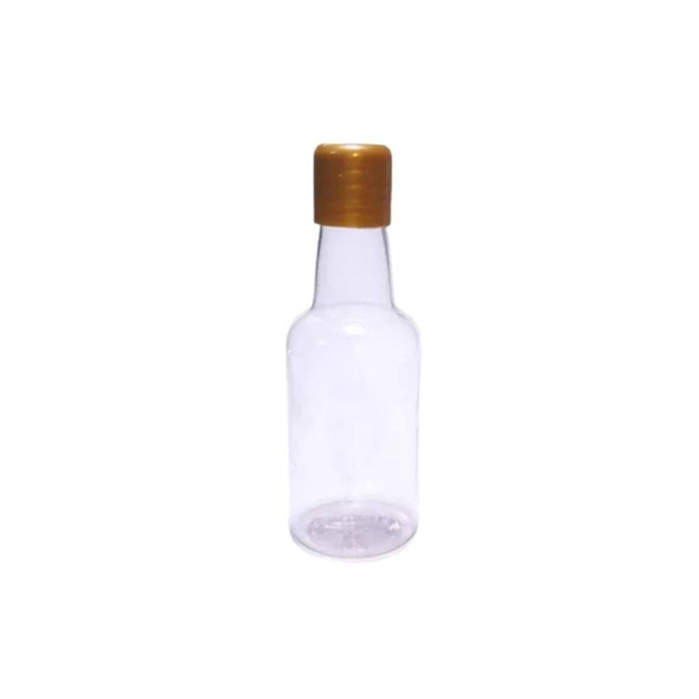 Lembrancinha Garrafa Pvc 50ml Tampa Plástica Ouro 10un