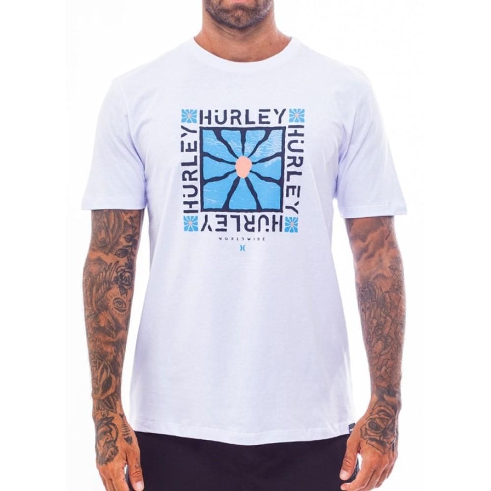 Camiseta Hurley Flower SM25 Masculina Branco