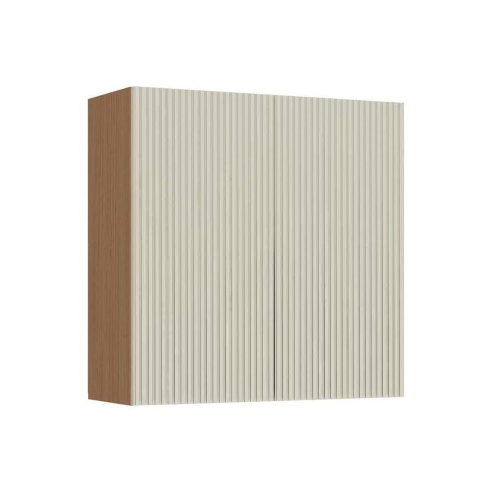 Armário Aéreo p/ Cozinha Simone Mendes c/ 2 Portas 80cm Carvalho/Cinza - Nesher