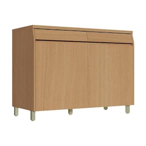 Balcão de Cozinha c/ Tampo Simone Mendes c/ 2 Portas e 2 Gavetas 120cm Carvalho/Cinza - Nesher