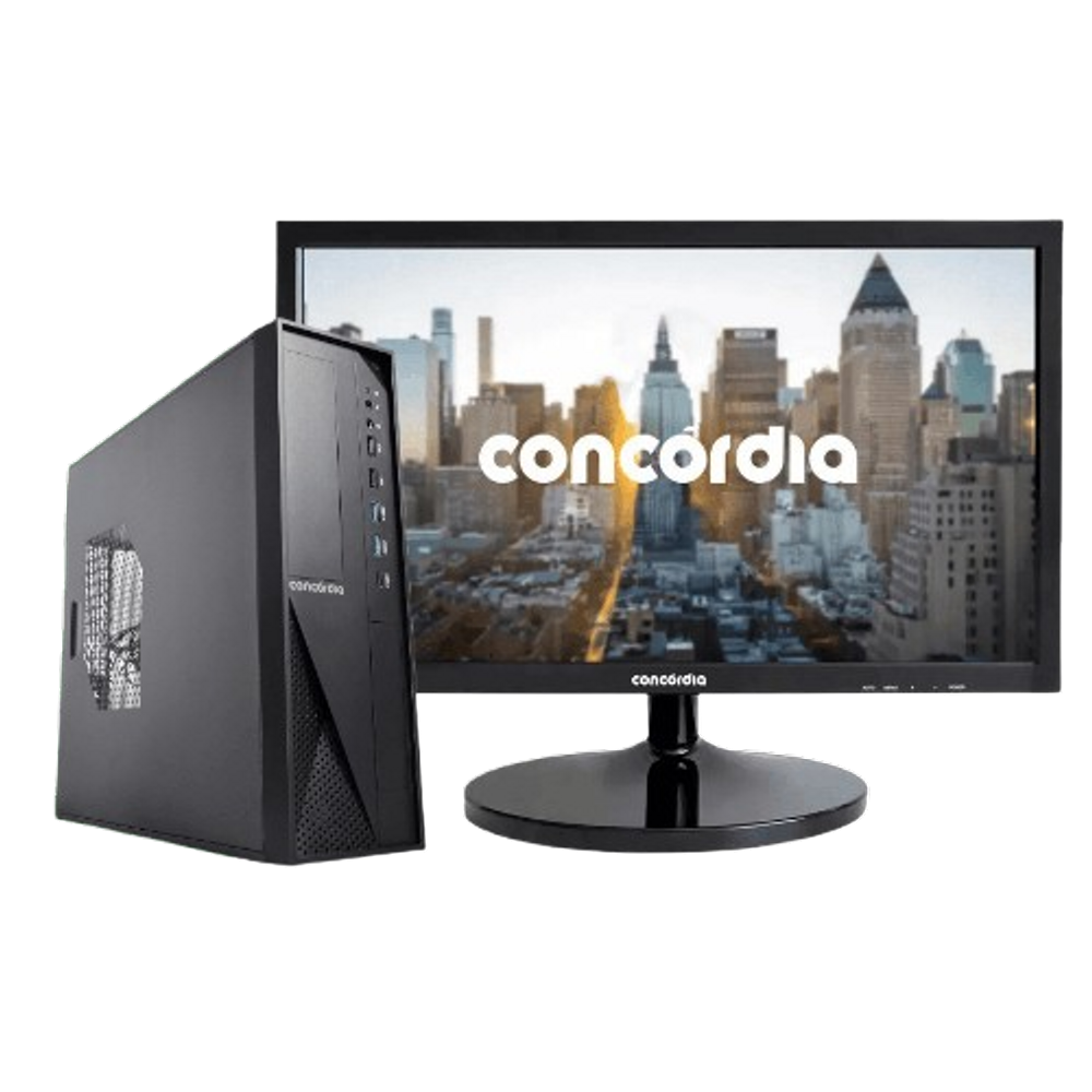 Computador SFF Concórdia Completo Com Monitor 19,5``Intel Dual Core 8GB DDR4 SSD 240GB FreeDos