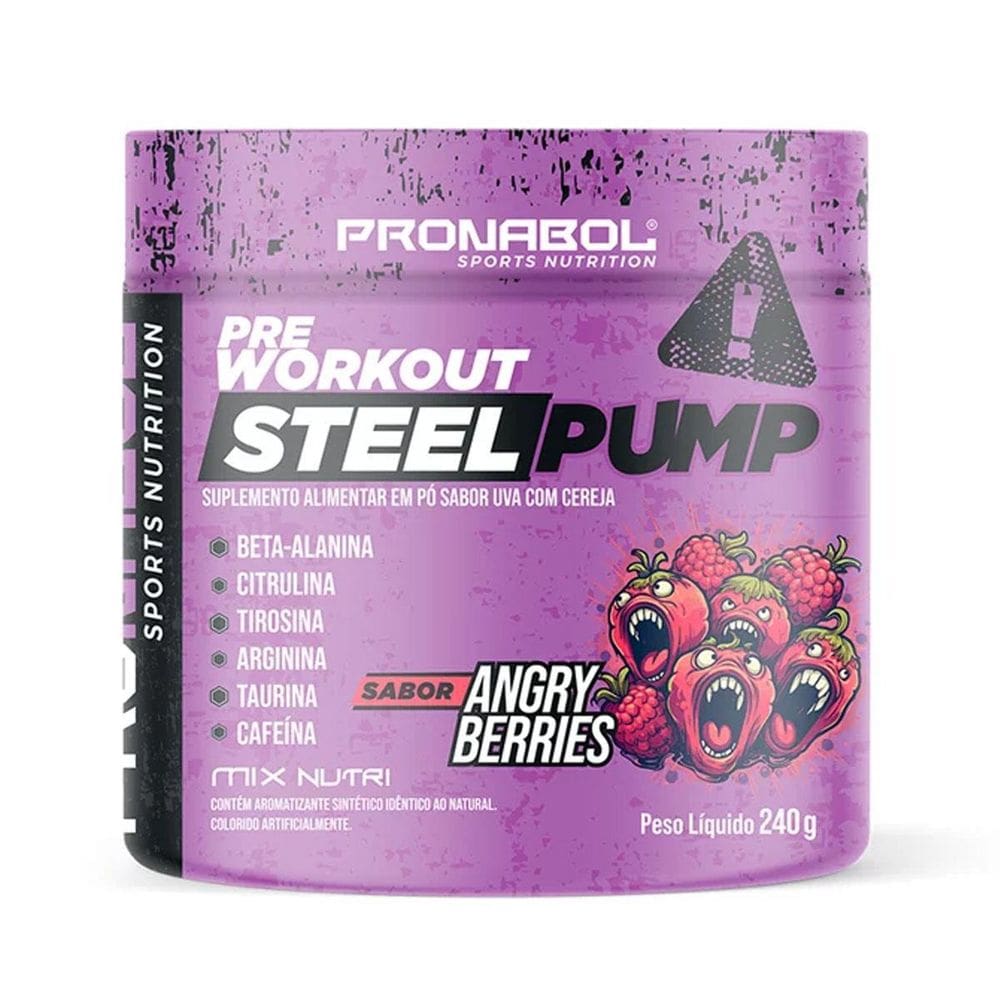 Pré Treino Sabor Angry Berries Steel Pump 240G Mixnutri