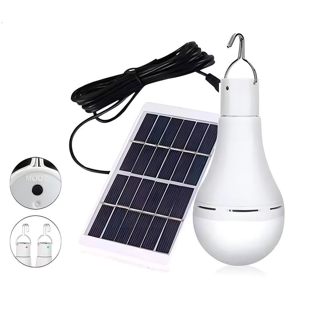 Lâmpada Bulbo Led, Com Painel Solar, 7W, A Prova D`Água
