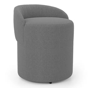 Puff Banqueta Living Gaia Orgânico com Encosto Baixo Bouclê Cinza Escuro - Desk Design