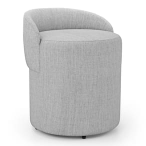 Puff Banqueta Living Gaia Orgânico com Encosto Baixo Linho Cinza Claro - Desk Design